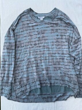 Athleta Teal and Gray Tie-Dye Crew Pullover